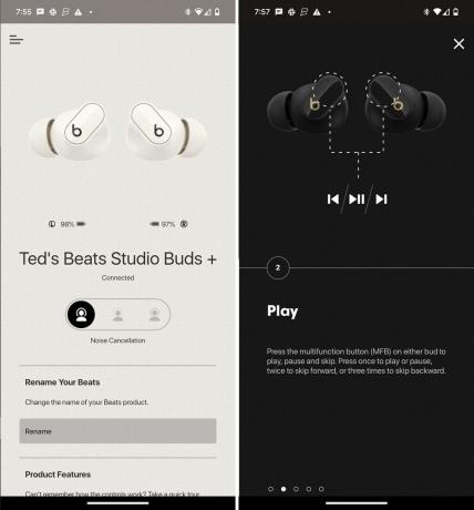 Screenshots für die Beats Studio Buds Plus-App.