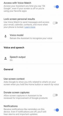 Google Assistant-innstillinger på Pixel 4 XL