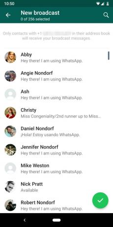 Recurso de transmissão do WhatsApp