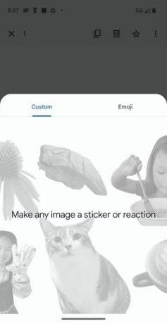 Tilpasset emoji-skuffe i Google Beskeder