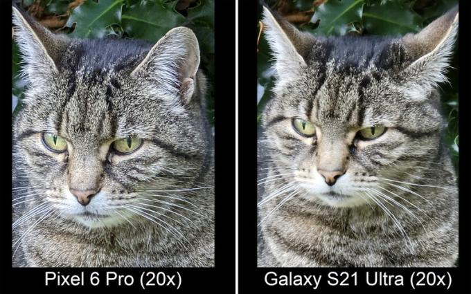 Pixel 6 Pro versus Galaxy S21 Ultra Zoom 20x