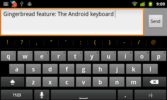 Android 2.3 billentyűzet