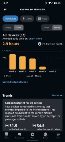 Captura de pantalla de la aplicación Alexa Energía