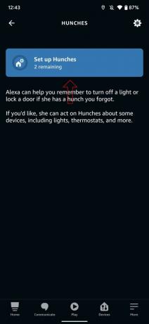 Στοιχείο οθόνης εφαρμογής Amazon Alexa Hunches