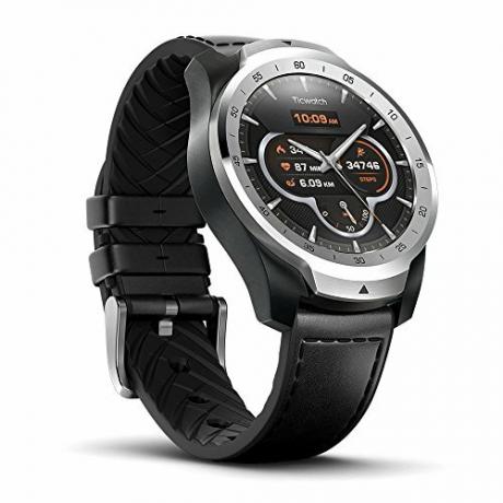 Ticwatch Pro, Smartwatch premium cu afișaj stratificat pentru o durată lungă de viață a bateriei, plată NFC și GPS integrat, Wear OS by Google, compatibil cu iOS și Android (argintiu)