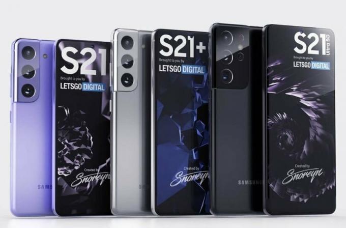 Uniknuté vykreslenie Samsung Galaxy S21 Trio