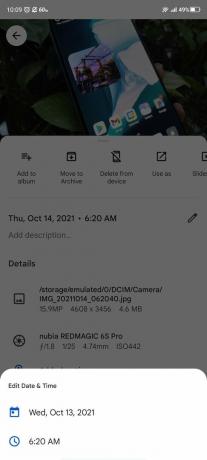 Zmień datę i godzinę Zdjęcia Google Android