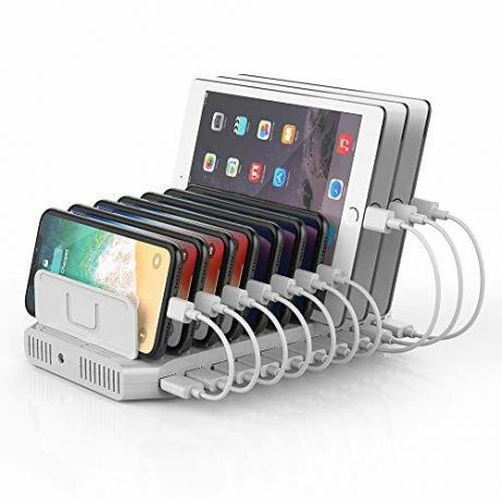 Unitek 10-портова USB зарядна станция с QC Qualcomm Quick Charge за множество устройства, смартфони, таблети, универсална докинг станция за зареждане Поддържа 5 iPads зареждане едновременно - [UL Certified]