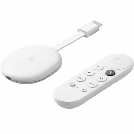 Chromecast z kluczem sprzętowym Google TV i pilotem