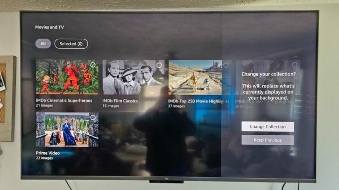 Pakeiskite „Ambient Experience“ fono patvirtinimą „Amazon Fire TV Omni QLED“.