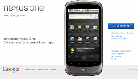 Nexus One webwinkel