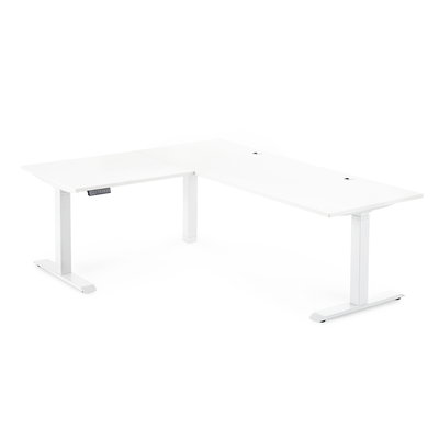 Autonomiczny SmartDesk w kształcie litery L.