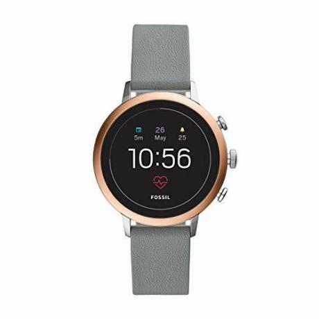Fossile Touchscreen-Smartwatch für Gen 4 Venture HR-Herzfrequenz-Edelstahl und Silikon für Frauen, Farbe: Roségold, Grau (Modell: FTW6016)