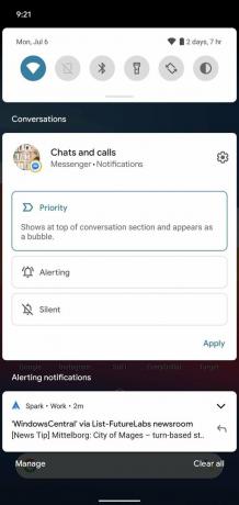 Beszélgetési értesítések Android 11-ben