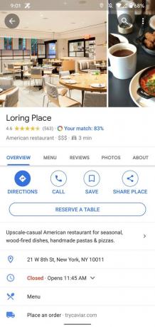 Consigli sui ristoranti di Google Maps