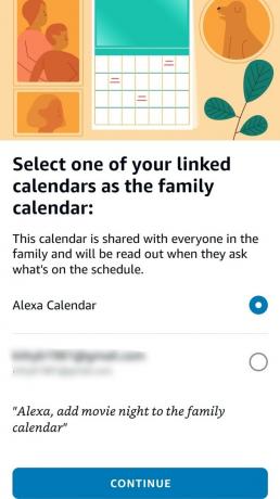 Alexa App בחר יומן משפחתי