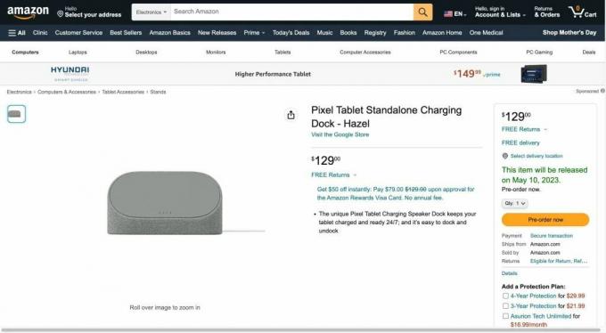 Elenco Amazon per il dock di ricarica autonomo per Pixel Tablet