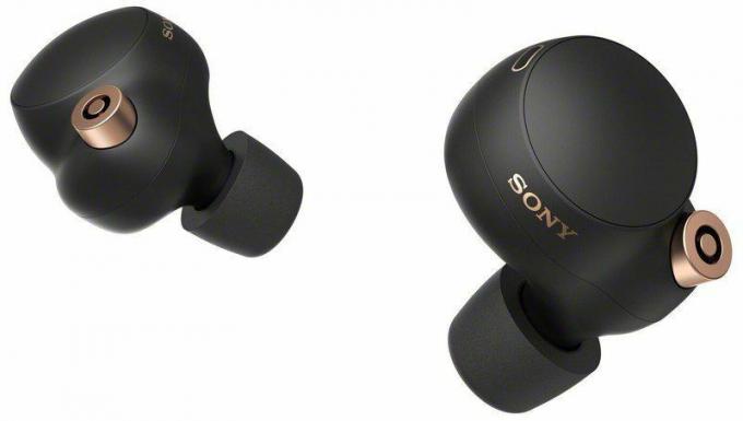 Sony WF-1000XM4 slobodno u crnoj boji.