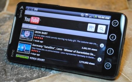 YouTube lietotne Evo 4G