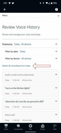 „Alexa App“ ekrano kopijos privatumo nustatymai