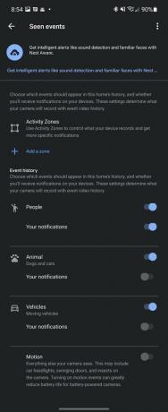 Nest Cam 2021 Google Home -skjermbilder av objekter