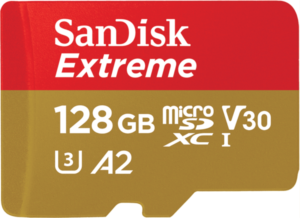 Rendering della scheda MicroSD Sandisk Extreme da 128 GB