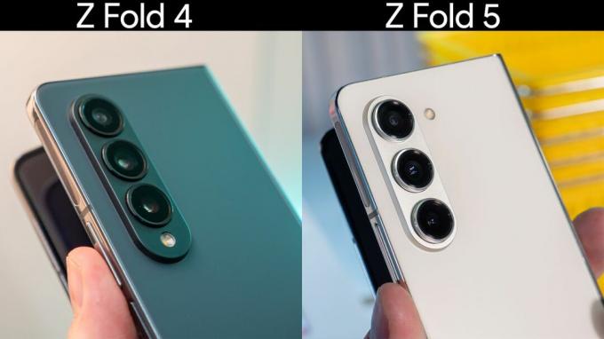 Vergelijking van de camera-eilanden op de Samsung Galaxy Z Fold 4 versus Fold 5