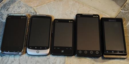 HTC Touch Pro 2, Nexus One, Aria, Evo 4G a Motorola droid