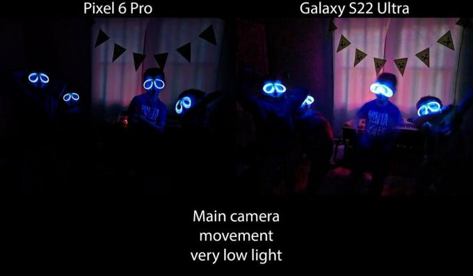 Movimiento de la cámara principal del Galaxy S22 Ultra Vs Pixel 6 Pro