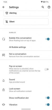 إخطارات المحادثة في Android 11
