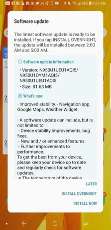 Galaxy Note 8 tarkvaravärskendus