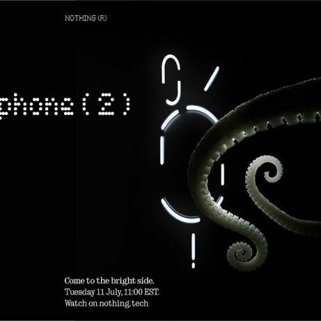 Zadirkivanje Nothing Phone (2) s pipcima hobotnice i datumom 11. srpnja.