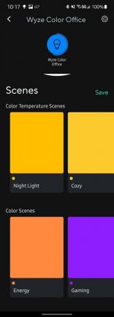 צילום מסך של אפליקציית Wyze Bulb צבע