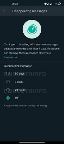 Whatsapp -katoamisviesti 90 päivää
