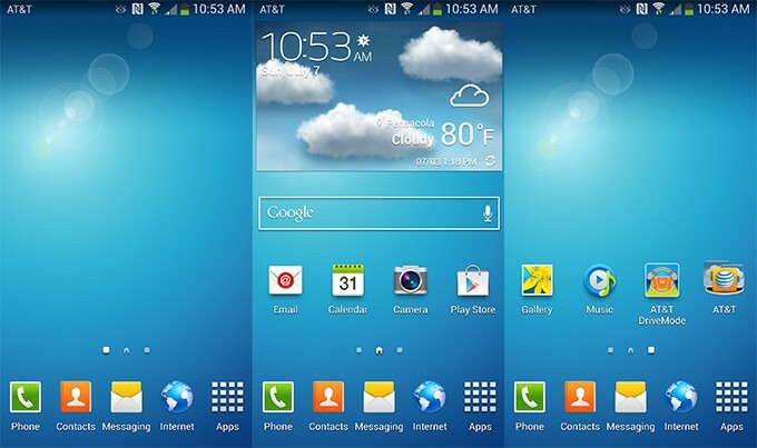شاشات Galaxy S4 Active الرئيسية