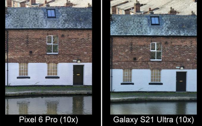 Pixel 6 Pro против Galaxy S21 с 10-кратным увеличением