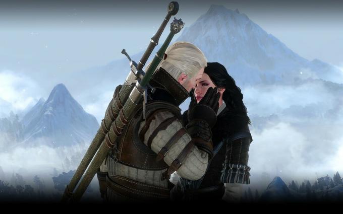 Witcher 3 Geralt Kissing Yen Pantalla