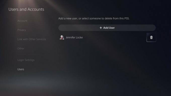 PS5 ištrinti profilius