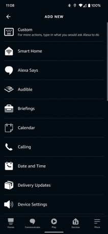 Rutina de sonido de captura de pantalla de la aplicación Alexa