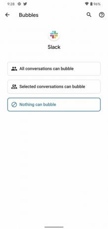 Impostazioni della bolla di chat di Android 11