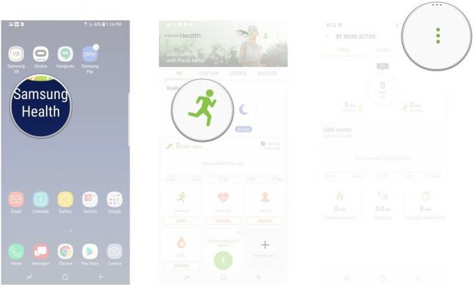 Open Samsung Health, tik op een doel en tik op het overlooppictogram