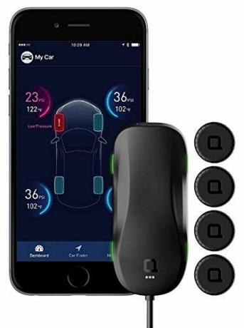 nonda ZUS AccurateTemp Smart Tire Safety Monitor, TPMS med APP, langsom lækagedetektion, realtidstryk- og temperaturalarmer, dæktryksovervågningssystem med 4 opgraderede eksterne hættesensorer