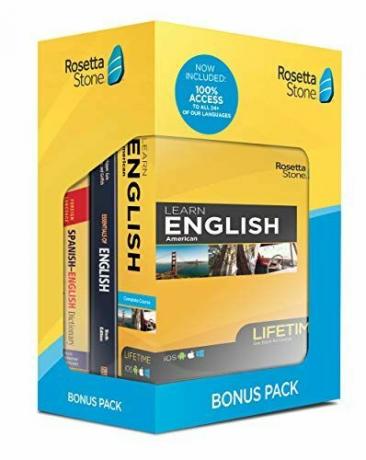 Lær engelsk: Rosetta Stone Bonus Pack Bundle (livstid online tilgang + grammatikkguide og ordboksett)