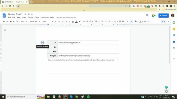 Einen Gmail-Entwurf in Google Docs schreiben