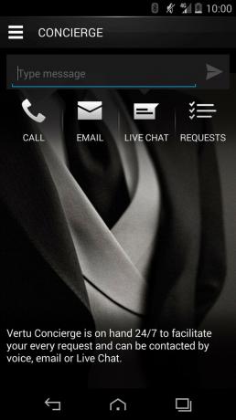 Vertu Concierge ofrece las opciones de llamadas, correo electrónico o chat en vivo