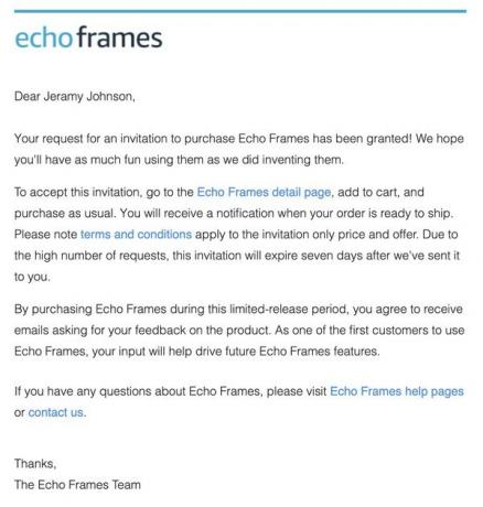 Amazon Echo Frames inviterer