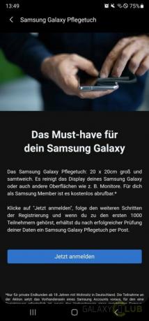 Samsung tīrīšanas lupatiņa Samsung Members lietotne