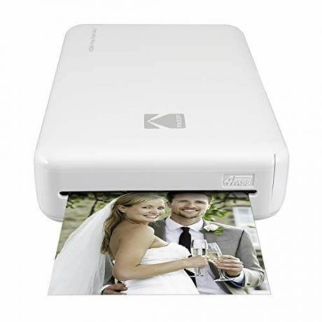 מדפסת צילום מיידית ניידת ניידת Kodak Mini 2 HD אלחוטית, הדפסת תמונות מדיה חברתית, הדפסות צבע מלא באיכות פרימיום - התקני wiOS ו-Android תואמים (לבן)