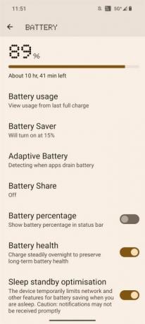 Ingenting OS 2.0 batteriinnstillinger