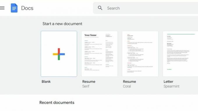 Membuka Dokumen Google baru